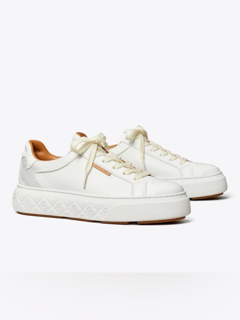 Tory Burch Lady Bug White Leather Platform Sneakers (Like New)
